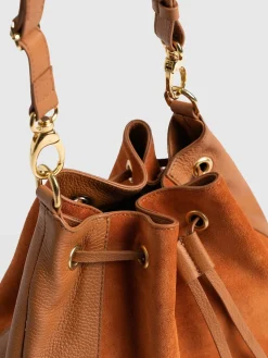 Brompton Bucket Bag - Brown Suede Pebble