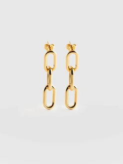 Cable Chain Drop Earrings - Gold