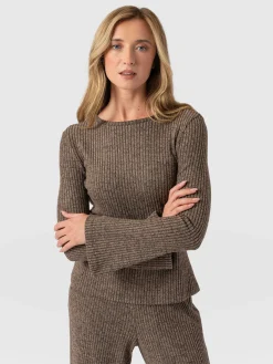 Callie Fluted Tee - Beige