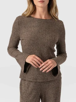 Callie Fluted Tee - Beige