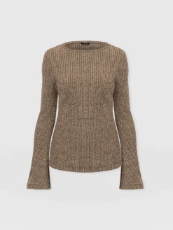 Callie Fluted Tee - Beige