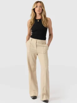 Cambridge Tailored Wide Leg Pant - Beige