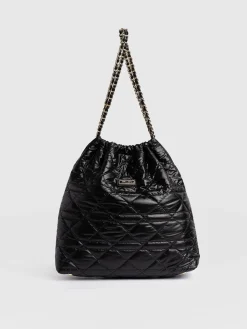 Camilla Drawstring Tote Bag - Black
