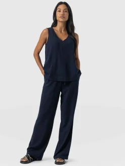 Corinne Linen Pant - Navy