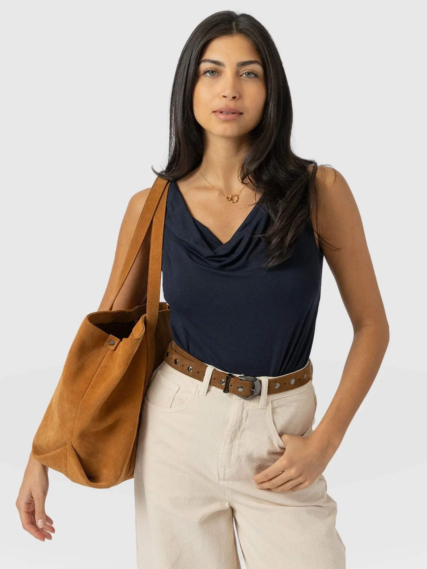 Cowl Neck Cami - Navy