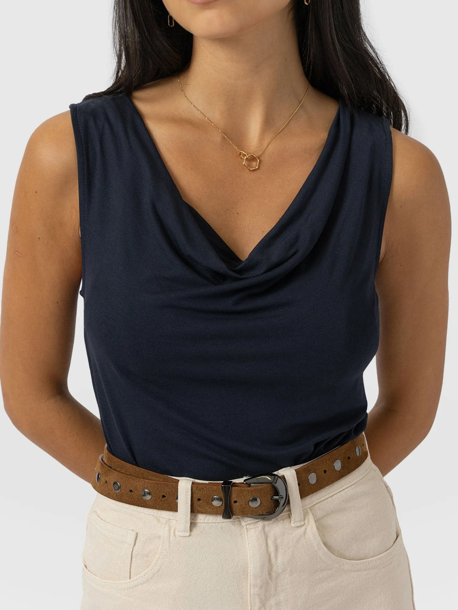 Cowl Neck Cami - Navy