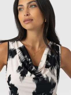 Cowl Neck Cami - White Fade Floral