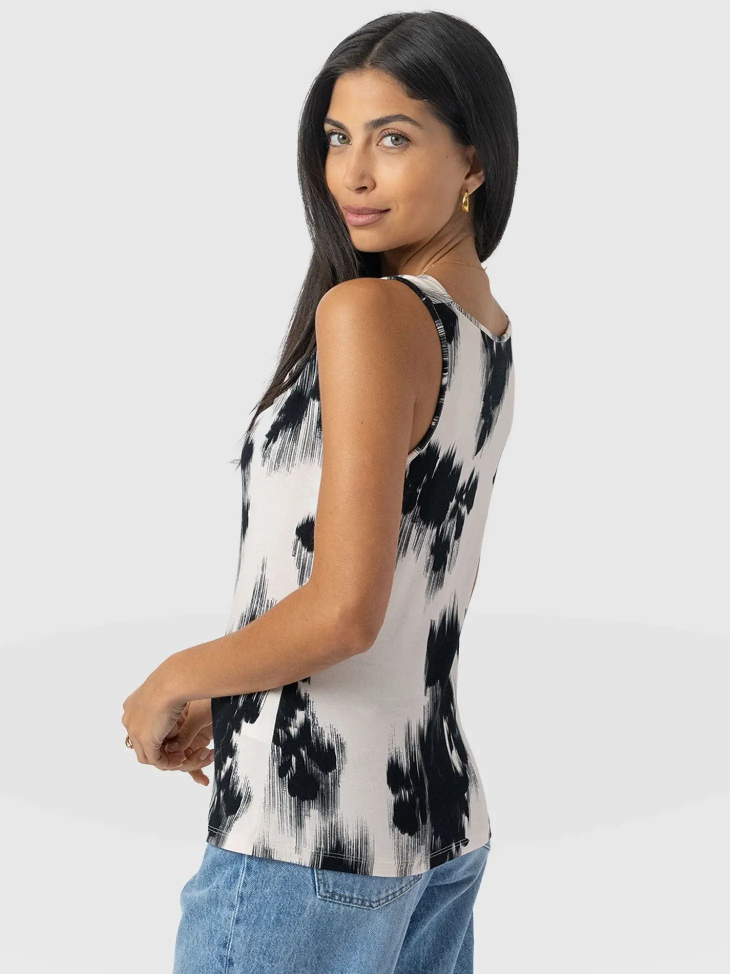 Cowl Neck Cami - White Fade Floral