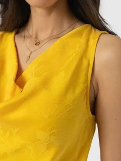 Cowl Neck Cami - Yellow Jacquard