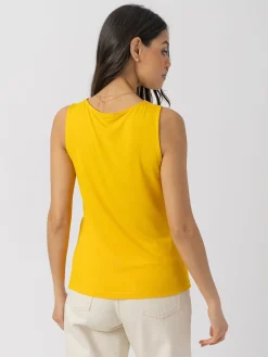 Cowl Neck Cami - Yellow Jacquard