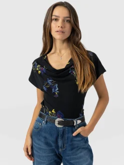 Cowl Neck Tee - Blue Lily Gardens