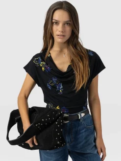 Cowl Neck Tee - Blue Lily Gardens