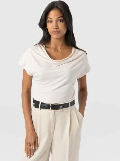 Cowl Neck Tee - Cream