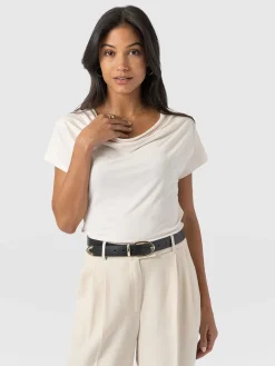 Cowl Neck Tee - Cream