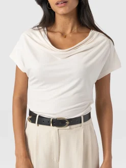 Cowl Neck Tee - Cream