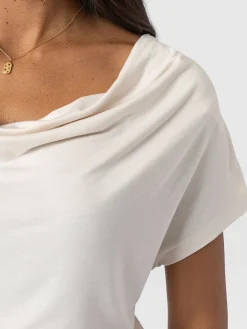 Cowl Neck Tee - Cream
