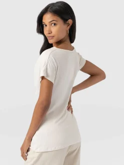 Cowl Neck Tee - Cream