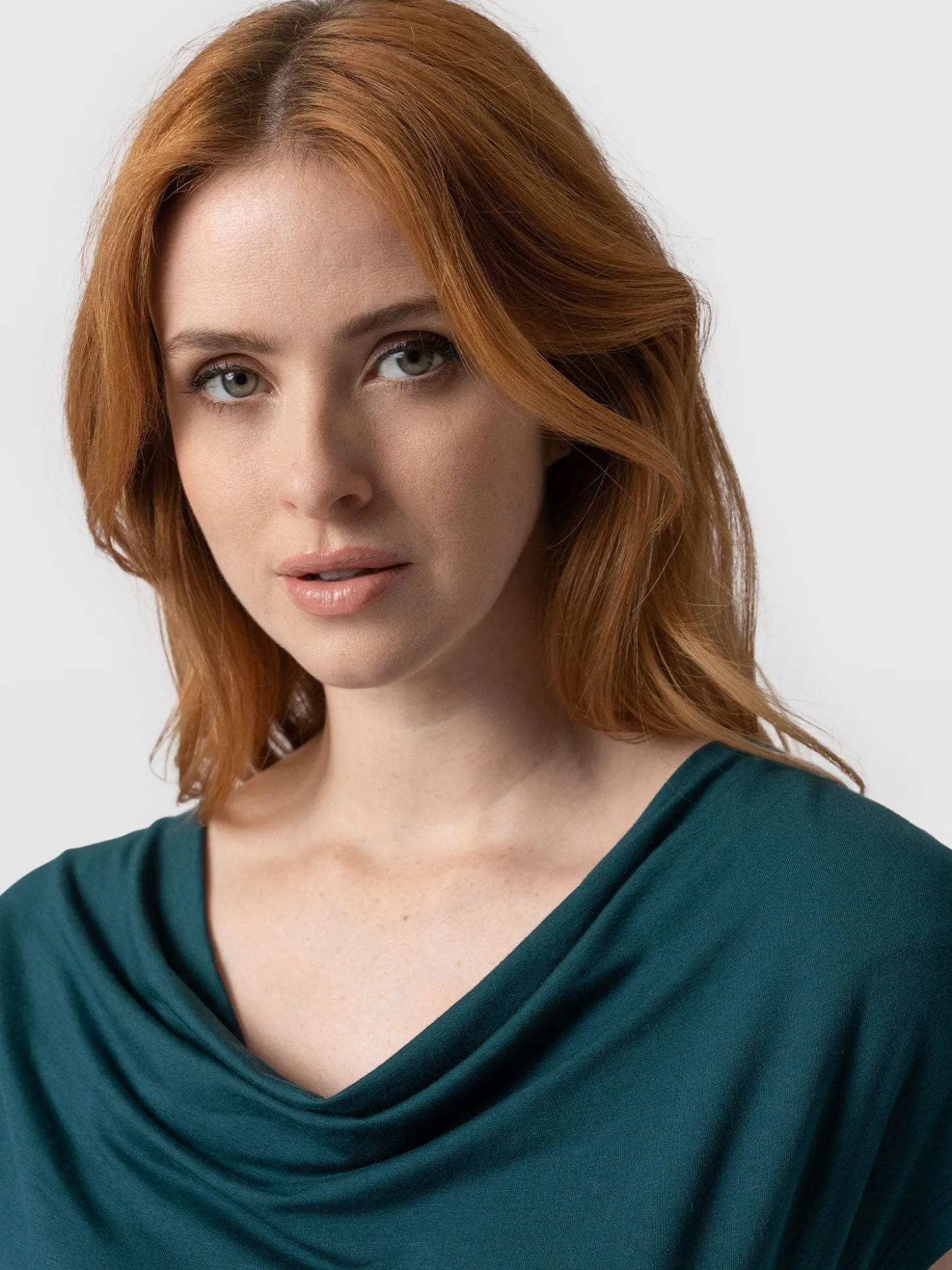 Cowl Neck Tee - Deep Green