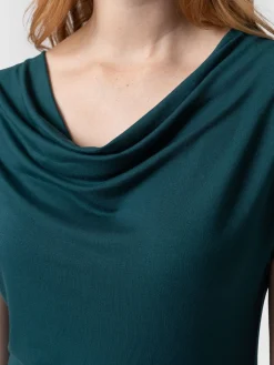 Cowl Neck Tee - Deep Green