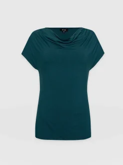 Cowl Neck Tee - Deep Green