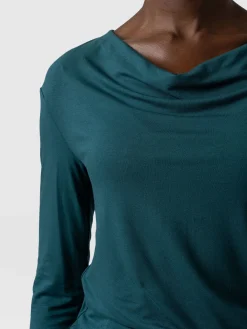 Cowl Neck Tee Long Sleeve - Deep Green
