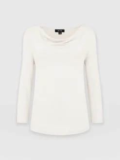 Cowl Neck Tee Long Sleeve - Cream