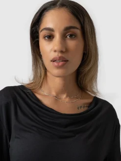 Cowl Neck Tee Long Sleeve - Black