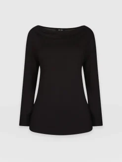 Cowl Neck Tee Long Sleeve - Black