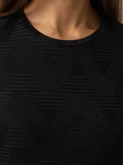 Darcey Long Sleeve Tee - Black Jacquard