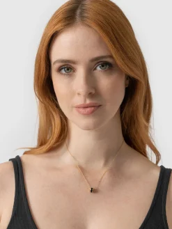 Enamel Stripe Charm Necklace - Gold/Black