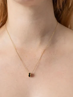 Enamel Stripe Charm Necklace - Gold/Black