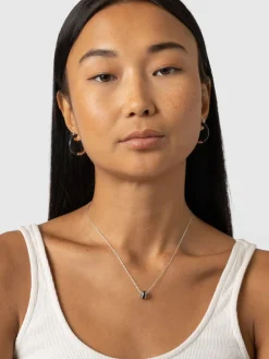 Enamel Stripe Charm Necklace - Silver/Black