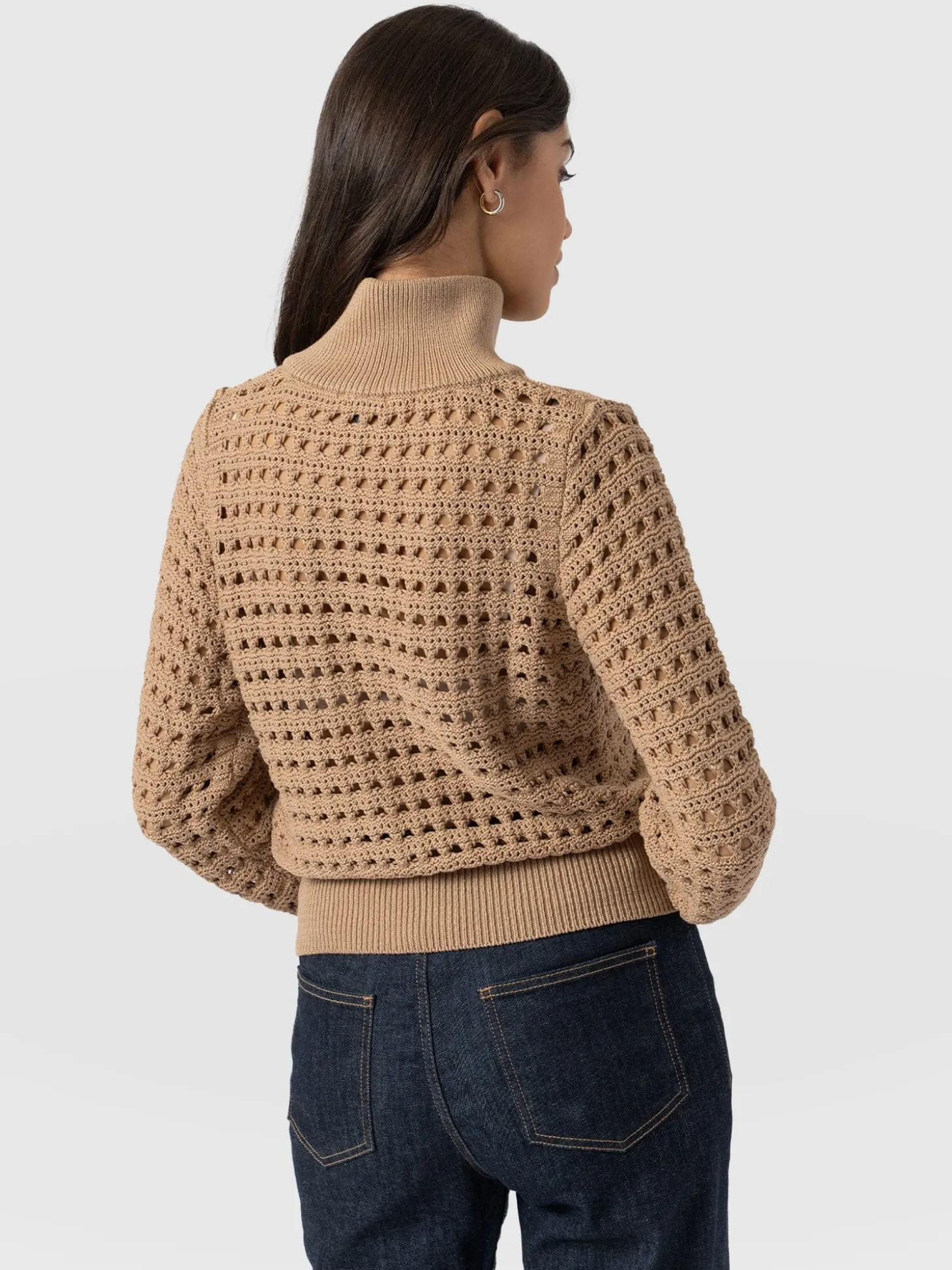Ester Quarter Zip Knit - Camel