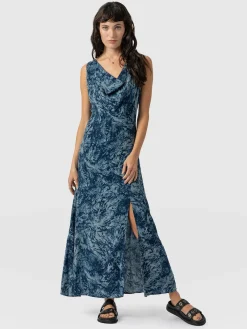 Faye Cowl Neck Dress - Blue Marble