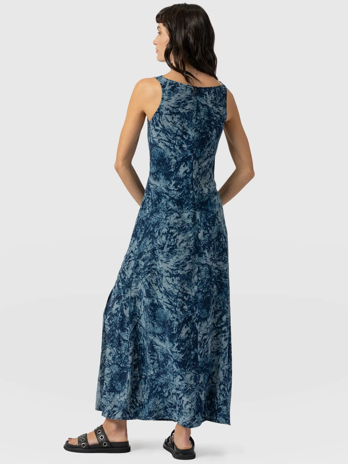 Faye Cowl Neck Dress - Blue Marble
