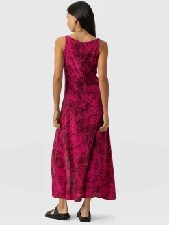 Faye Cowl Neck Dress - Pink Marble