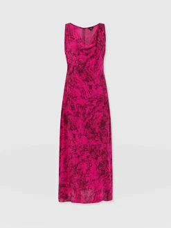 Faye Cowl Neck Dress - Pink Marble