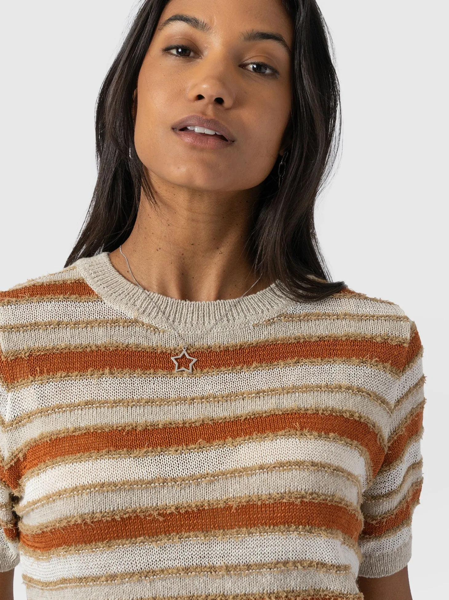 Fearne Knit Tee - Rust Stripe