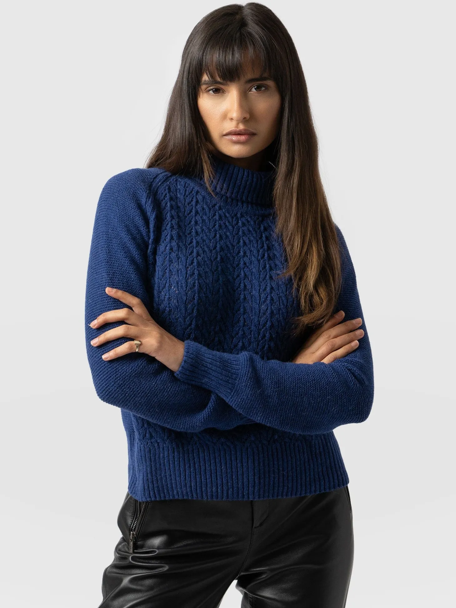 Glen Cable Knit Sweater - Blue