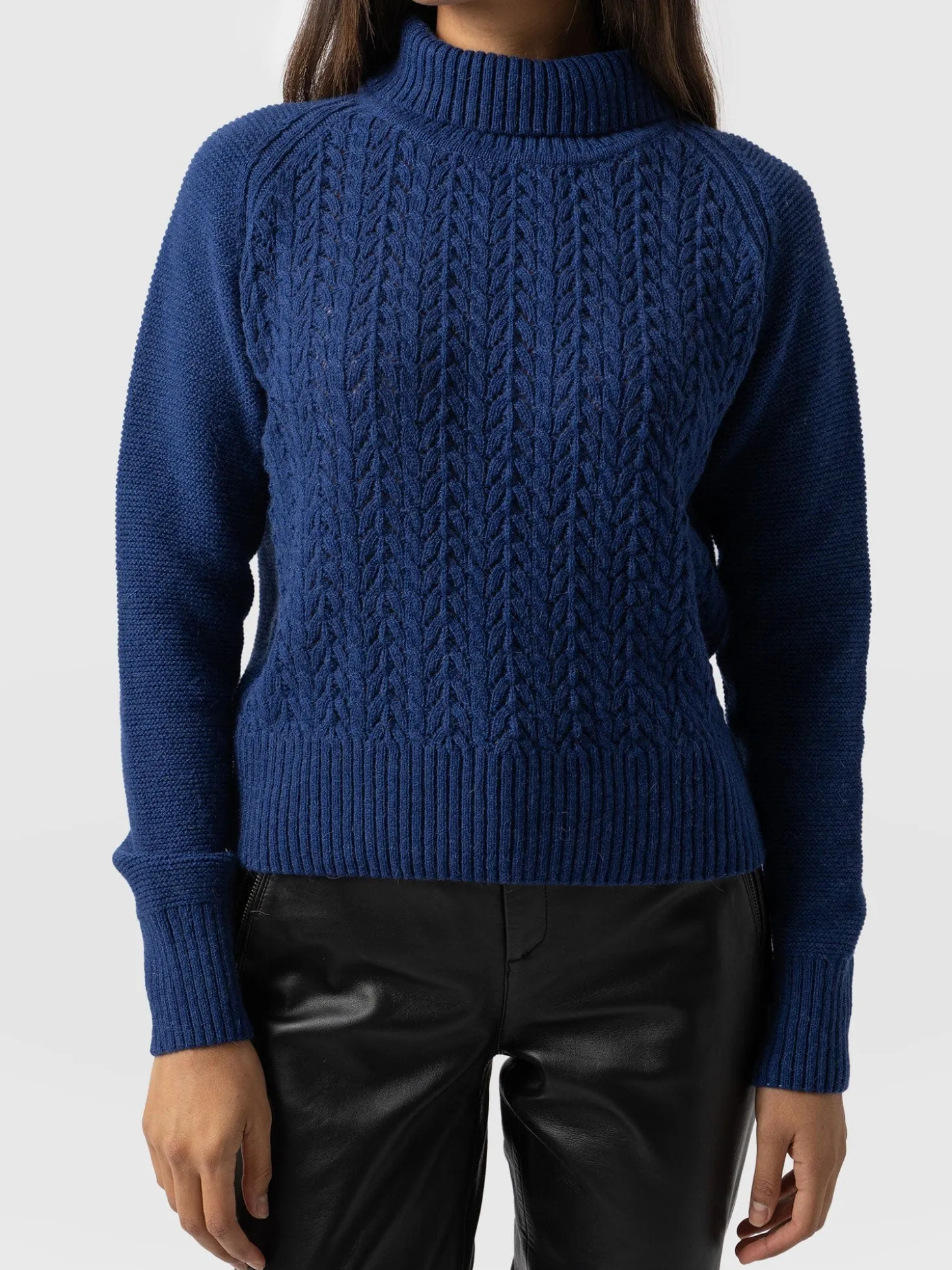 Glen Cable Knit Sweater - Blue