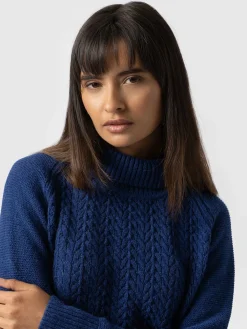 Glen Cable Knit Sweater - Blue