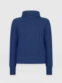Glen Cable Knit Sweater - Blue