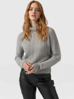 Glen Cable Knit Sweater - Grey