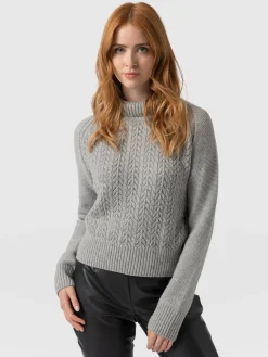 Glen Cable Knit Sweater - Grey