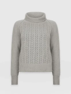Glen Cable Knit Sweater - Grey