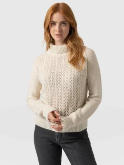 Glen Cable Knit Sweater - Cream