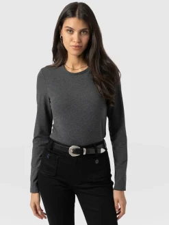 Glen Crew Neck Tee - Charcoal