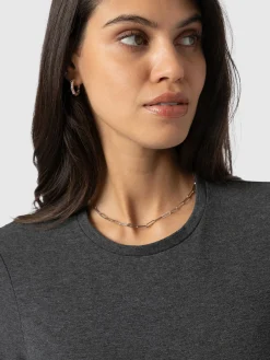 Glen Crew Neck Tee - Charcoal