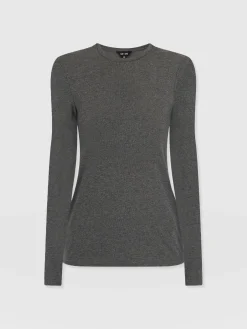 Glen Crew Neck Tee - Charcoal