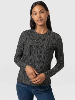 Glen Crew Neck Tee - Grey/Black